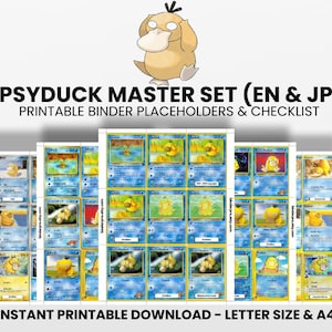 Psyduck (English & Japanese) Master Set with Checklist | Pokémon Printable Placeholders for Binder