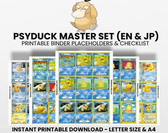 Psyduck (English & Japanese) Master Set with Checklist | Pokémon Printable Placeholders for Binder