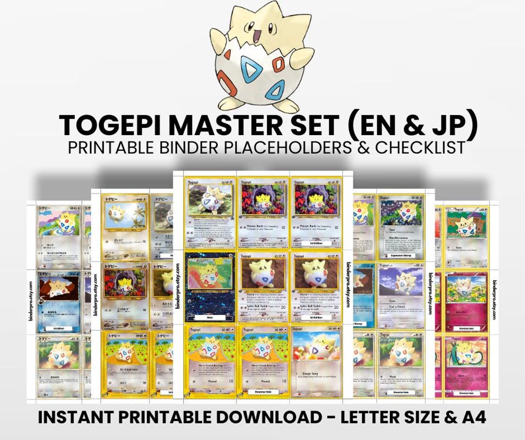 Togepi (english & Japanese) Master Set With Checklist | Pokémon