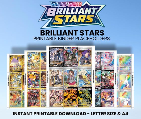 Brilliant Stars | Pokmon Printable Placeholders for Binder - Etsy Brilliant Stars | Pokmon Printable Placeholders for Binder - Etsy