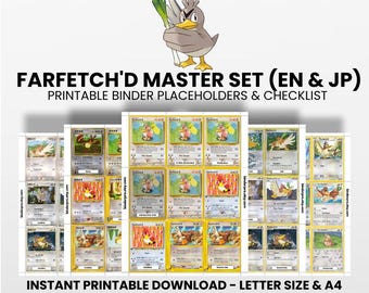 Farfetch'd (English & Japanese) Master Set with Checklist | Pokémon Printable Placeholders for Binder