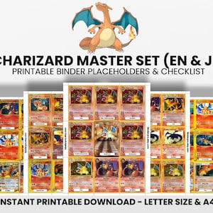 Charizard (English & Japanese) Basic Set | Pokémon Printable Placeholders for Binder