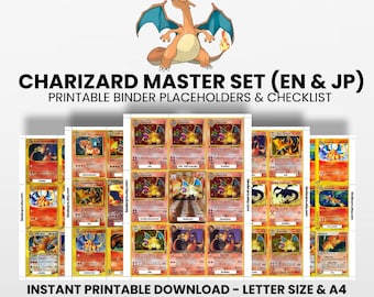 Charizard (English & Japanese) Basic Set | Pokémon Printable Placeholders for Binder