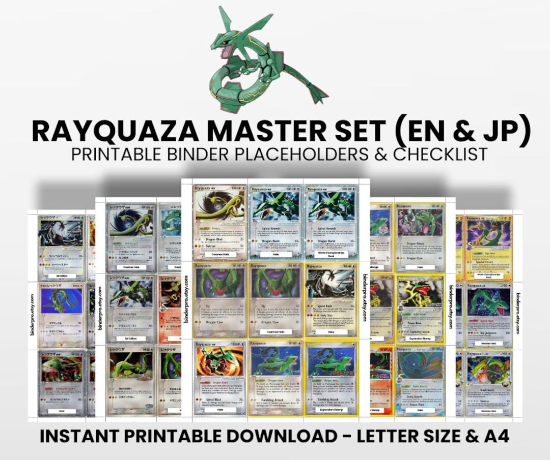 Rayquaza (english & Japanese) Master Set With Checklist | Pokémon