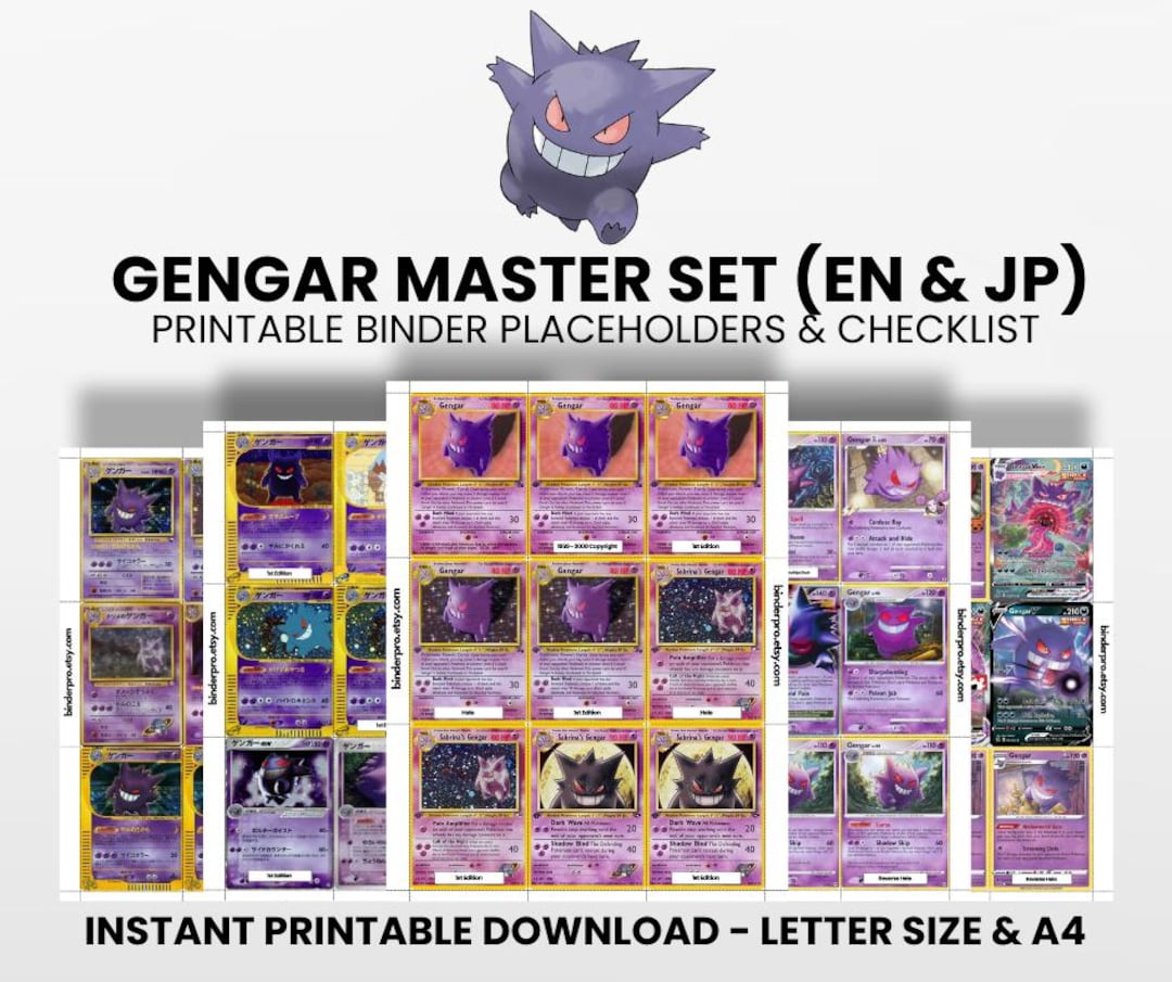 Gengar (english & Japanese) Master Set With Checklist | Pokémon