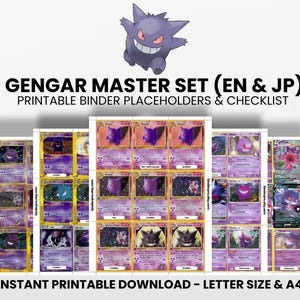 ゲンガー（英語＆日本語）マスターセット（チェックリスト付き）｜ポケモンバインダー用印刷可能プレースホルダー