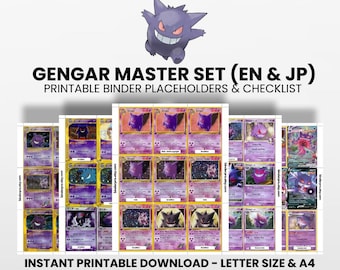 Gengar (English & Japanese) Master Set with Checklist | Pokémon Printable Placeholders for Binder