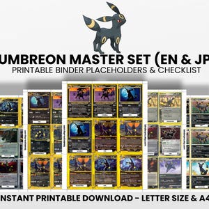 Umbreon (English & Japanese) Master Set with Checklist | Pokémon Printable Placeholders for Binder