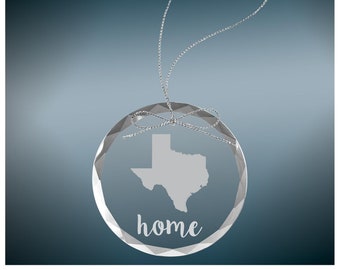 Adorno de cristal "HOME" del estado de EE. UU. - Tú eliges el estado