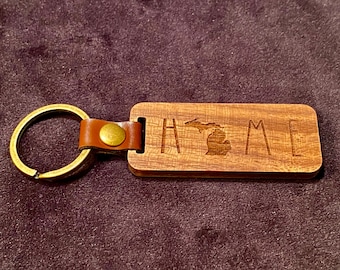 Michigan Home - Custom Wood Key Chain (Can Be Made with any State)
