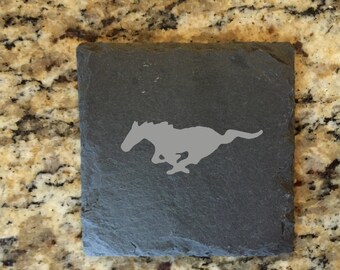 Mustang Etched Slate Coaster