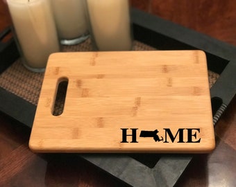 Massachusetts Home - Custom Cutting Board (Can Be Made with any State)