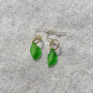 Leaf Ring Earrings | Cute Dangle Bead Nature Earrings, Gold