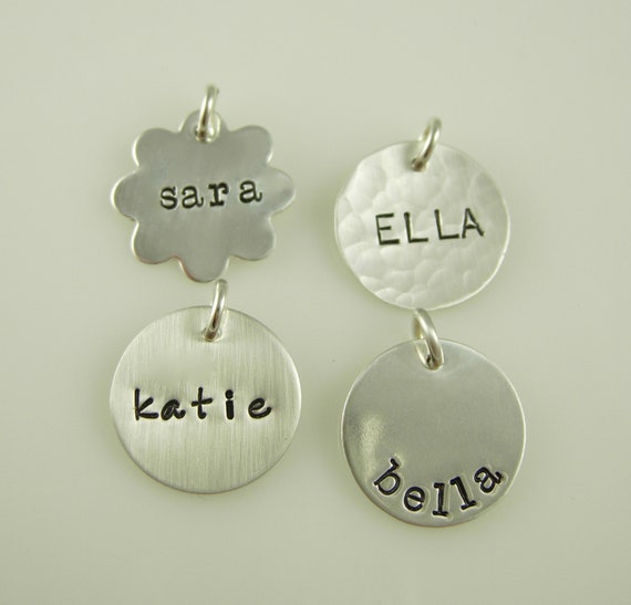 Items similar to Name CharmsName TagsHand Stamped Jewelry on Etsy