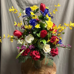 Cemetary flowers, Large Spring Cemetary Vase, Grave flowers, 360•design, vase insert, grave decoration