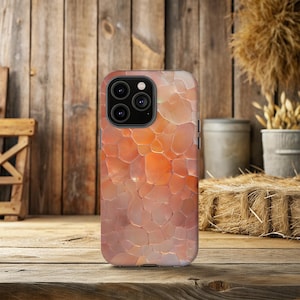 Orange Mosaic Stained Glass Phone Case, iPhone 16, 15, 14 13, 12, 11, X, XR, XS, Google Pixel 9, 8, 7, 6, Samsung Galaxy 25, 24, 23, 22, 21