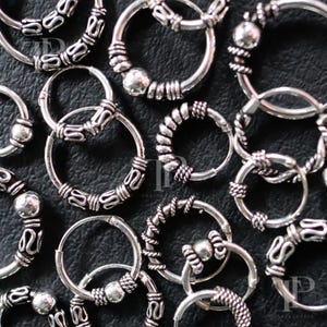 925 Sterling Silver Bali Hoop Earrings, Bali hoops, Hoop Earrings, 10mm, 12mm, 14mm Hoops, Silver Hoop Earrings, Tribal Hoops, Boho hoops