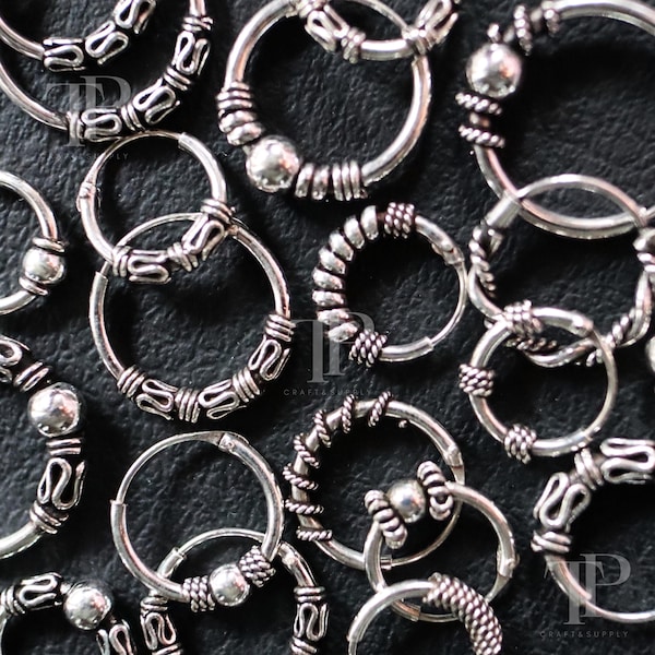 925 Sterling Silver Bali Hoop Earrings, Bali hoops, Hoop Earrings, 10mm, 12mm, 14mm Hoops, Silver Hoop Earrings, Tribal Hoops, Boho hoops