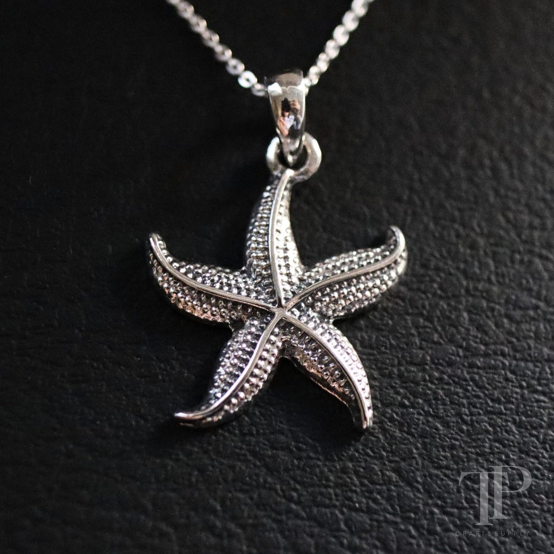 925 Sterling Silver Starfish Pendant Necklace, Silver Starfish Pendant ...