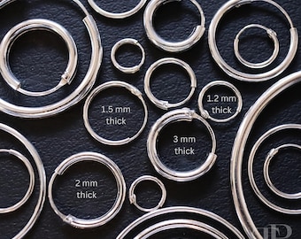 925 Sterling Silver Hoop Earrings, Hinged Sleeper Hoops