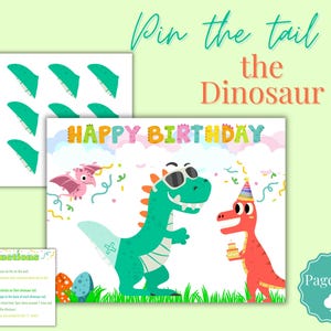 Pin the Tail on the Dinosaur – Birthday Party Game Printable – Dinosaur Party Activity – Kids Party Game – Instant Download PDF
