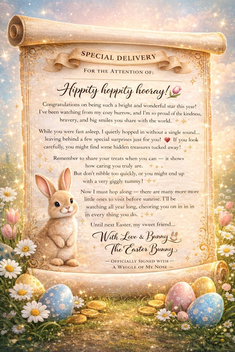 Easter Bunny Letter, Magical Kids Surprise, Easter Morning Keepsake ...