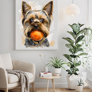 A Yorkshire Terrier Wall Art, Personalized Dog Portrait Canvas, Custom Pet Art, Home Decor, Gift for Pet Lovers,  Animal Lover Decor, Yorkie