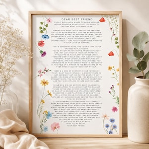Best Friend Gift, Editable Best Friend Letter, Friendship Keepsake, Birthday Gift for Her, Canva Template