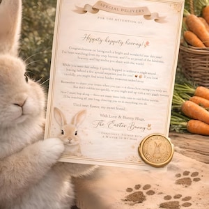 Carta personalizada de conejito de Pascua / Diseño vintage, sobre para armar (descarga digital)