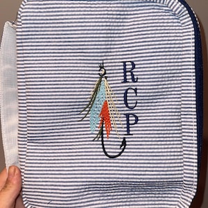 Embroidered monogrammed Seersucker boys Bible Cover, Personalized Gift