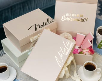 Personalized Luxury Wedding Keepsake Box, Empty Bridesmaid Proposal Box, Groomsmen Gifts, Maid of Honor Gift