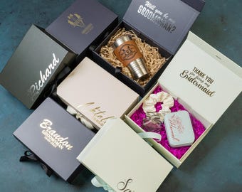 Personalized Proposal Box Magnetic with Ribbon - Empty Custom Gift Box for Bridesmaid Groomsmen, Will You Be My Best Man, Wedding Party
