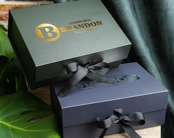 Groomsmen Proposal Box | Personalized Magnetic Keepsake with Ribbon | Empty Best Man Gift Box