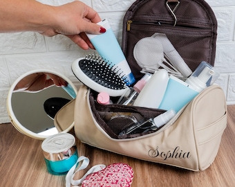 Hanging Travel Toiletry Bag for Women, Ladies Travel Accessories, Bridal Party Gifts from Bride to Bridesmaid, Maid of Honor