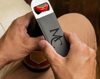 Personalized Leather Bottle Opener - Groomsmen Gifts, Best Man Proposal, Groom, Dad, Bachelor Party, Bulk Wedding Favors