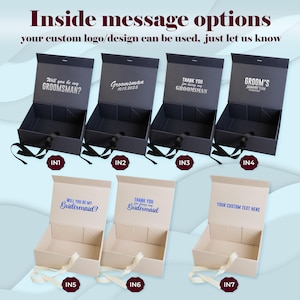 Personalized empty magnetic keepsake box with satin ribbon, rigid cardboard, foil-stamped customization on lid. Sturdy 10x7.2x4 inch design for wedding proposals: bridesmaid, maid of honor, groomsman, best man gifts, bridal/groomsmen parties, favors.