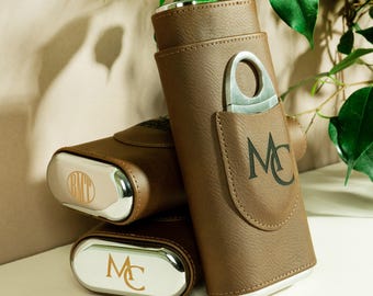 Benutzerdefinierte lederne Zigarrenspitze, gravierte Zigarren-Reise-Etui, personalisiertes Boss Geschenk, Ehemann Geburtstagsgeschenk, einzigartiges Papa Geschenk
