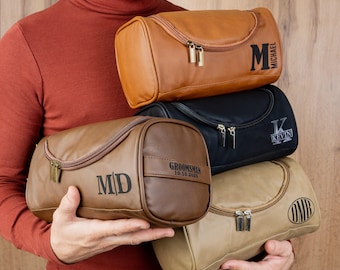 Groomsman Proposal Dopp Kit Personalized, Custom Engraved Mens Toiletry Bag, Bachelor Party Favors, 3rd Anniversary Gift for Husband