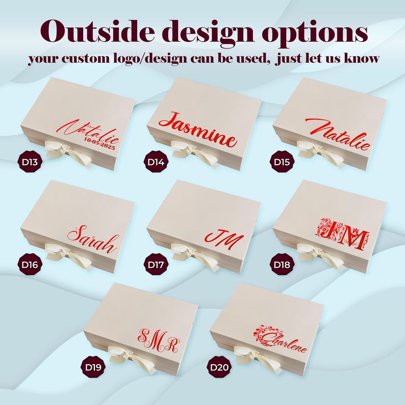 Personalized empty magnetic keepsake box with satin ribbon, rigid cardboard, foil-stamped customization on lid. Sturdy 10x7.2x4 inch design for wedding proposals: bridesmaid, maid of honor, groomsman, best man gifts, bridal/groomsmen parties, favors.