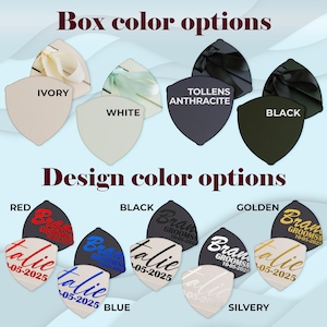 Personalized empty magnetic keepsake box with satin ribbon, rigid cardboard, foil-stamped customization on lid. Sturdy 10x7.2x4 inch design for wedding proposals: bridesmaid, maid of honor, groomsman, best man gifts, bridal/groomsmen parties, favors.