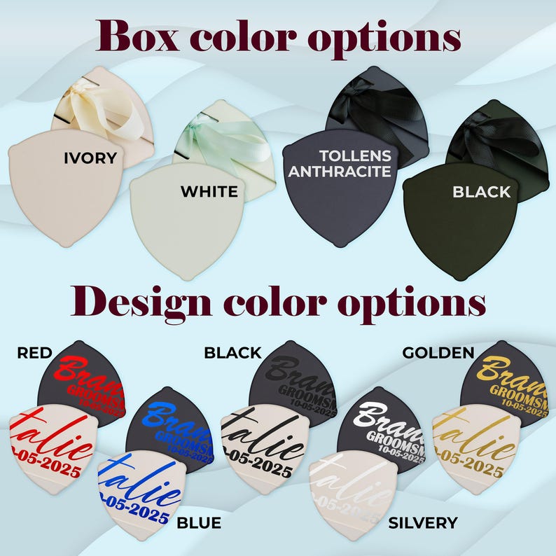 Personalized empty magnetic keepsake box with satin ribbon, rigid cardboard, foil-stamped customization on lid. Sturdy 10x7.2x4 inch design for wedding proposals: bridesmaid, maid of honor, groomsman, best man gifts, bridal/groomsmen parties, favors.