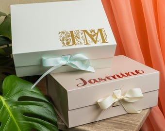 Elegant Bridesmaid Proposal Gift Box, Custom Empty Magnetic Box, Will You Be My Bridesmaid Box with Ribbon, Wedding & Bridal Party Gift Box