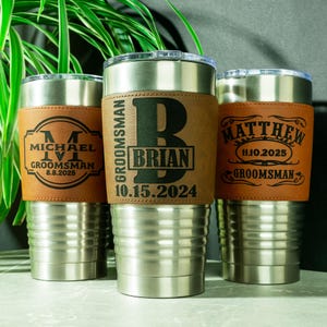 Customize Tumbler with Names - Personalized Insulated Travel Mug with Lid , Men gift for Groomsmen, Wedding, Bachelor Party