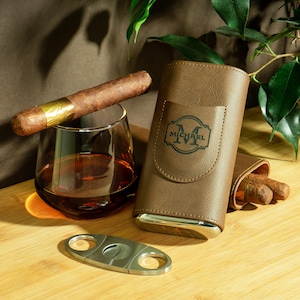 Personalized Leather Cigar Case, Monogrammed Travel Cigar Holder, Groomsman Proposal Cigar Organizer, Best Man Cigar Gift, Usher Ask Gift