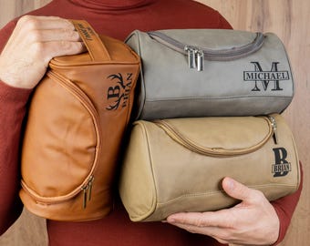 Personalized Groomsmen Toiletry Bag, Custom Dopp Kit, Engraved Travel Shaving Bag, Best Man Proposal Gift, Wedding Party Gift for Father
