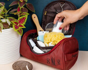 Unique Bridesmaid Proposal Gift Idea, Personalized Hanging Toiletry Organizer, Customized Dopp Kit for Women Wash Pouch, Bestie Gifts