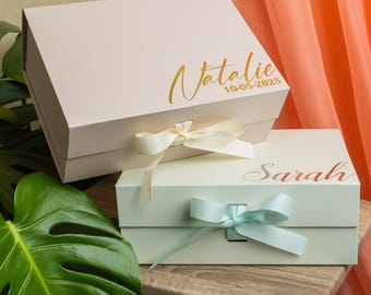 Bridesmaid Proposal Gift Box, Empty Personalized Magnetic Box with Ribbon, Wedding Party Box for Her, Bachelorette & Bridal Party Gift
