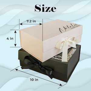 Personalized empty magnetic keepsake box with satin ribbon, rigid cardboard, foil-stamped customization on lid. Sturdy 10x7.2x4 inch design for wedding proposals: bridesmaid, maid of honor, groomsman, best man gifts, bridal/groomsmen parties, favors.