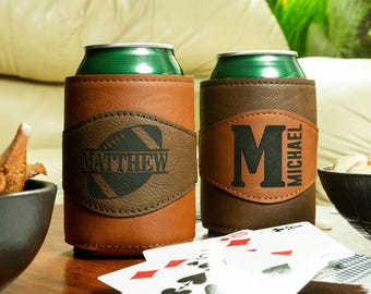 Custom Vegan Leather Can Cooler: Personalized Groomsmen Gift