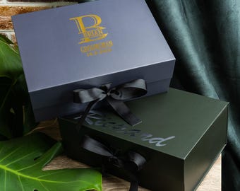 Personalized Groomsmen Proposal Box Magnetic with Ribbon - Luxury Empty Gift Box for Best Man Wedding Party Keepsake